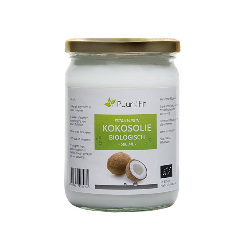 Biologische Kokosolie virgin kopen | 500 ml - Puur & Fit